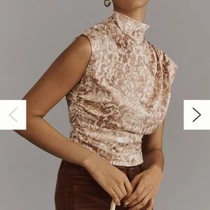 Anthropologie Mock Neck Draped Blouse NWT